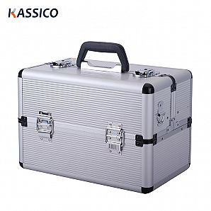 Caja de herramientas con marco de aluminio y bandejas