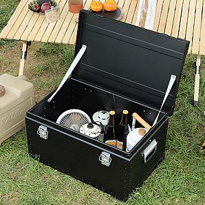 Caja de aluminio grande para acampar al aire libre, estuche de almacenamiento de aluminio